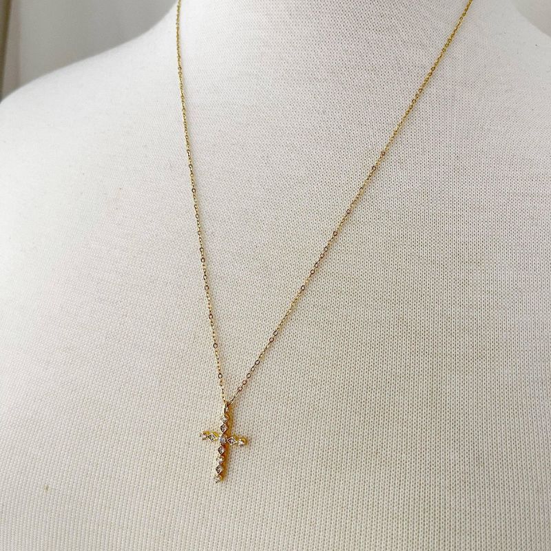 Aria Cross Charm With CZ Gold-Filled Necklace