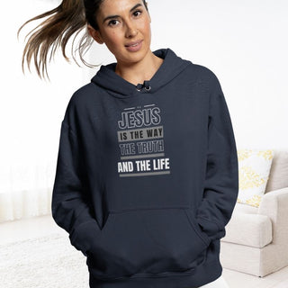 Hispanic Female in Ponytail with Navy Hoodie