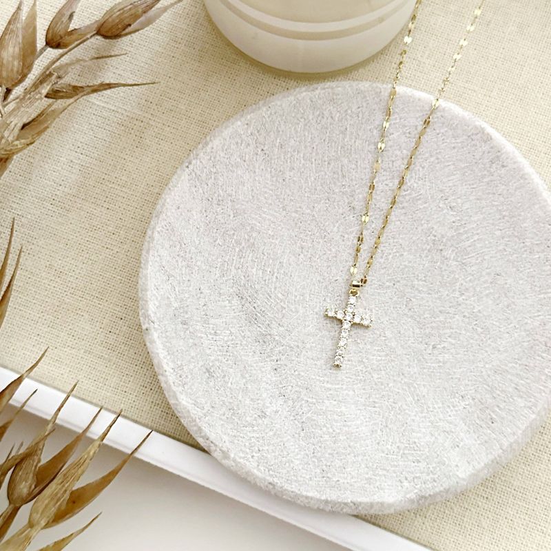 Gold-Filled Necklace With CZ Cross Charm