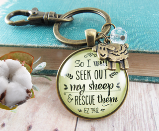 I will Seek Out My Sheep Keychain