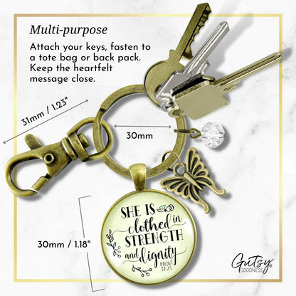 She Is Clothed In Strength &amp; Dignity Keychain - Amela&