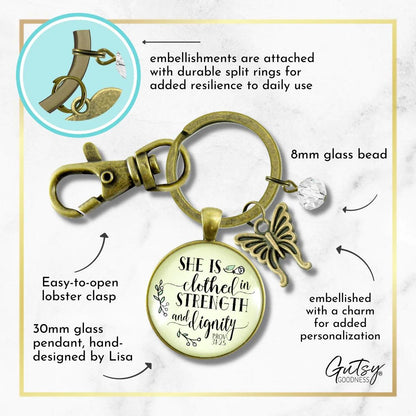 She Is Clothed In Strength &amp; Dignity Keychain - Amela&