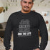 Hispanic man wearing a black Christian long-sleeve shirt. The shirt text reads "Jesus is the way, the truth, and the life"