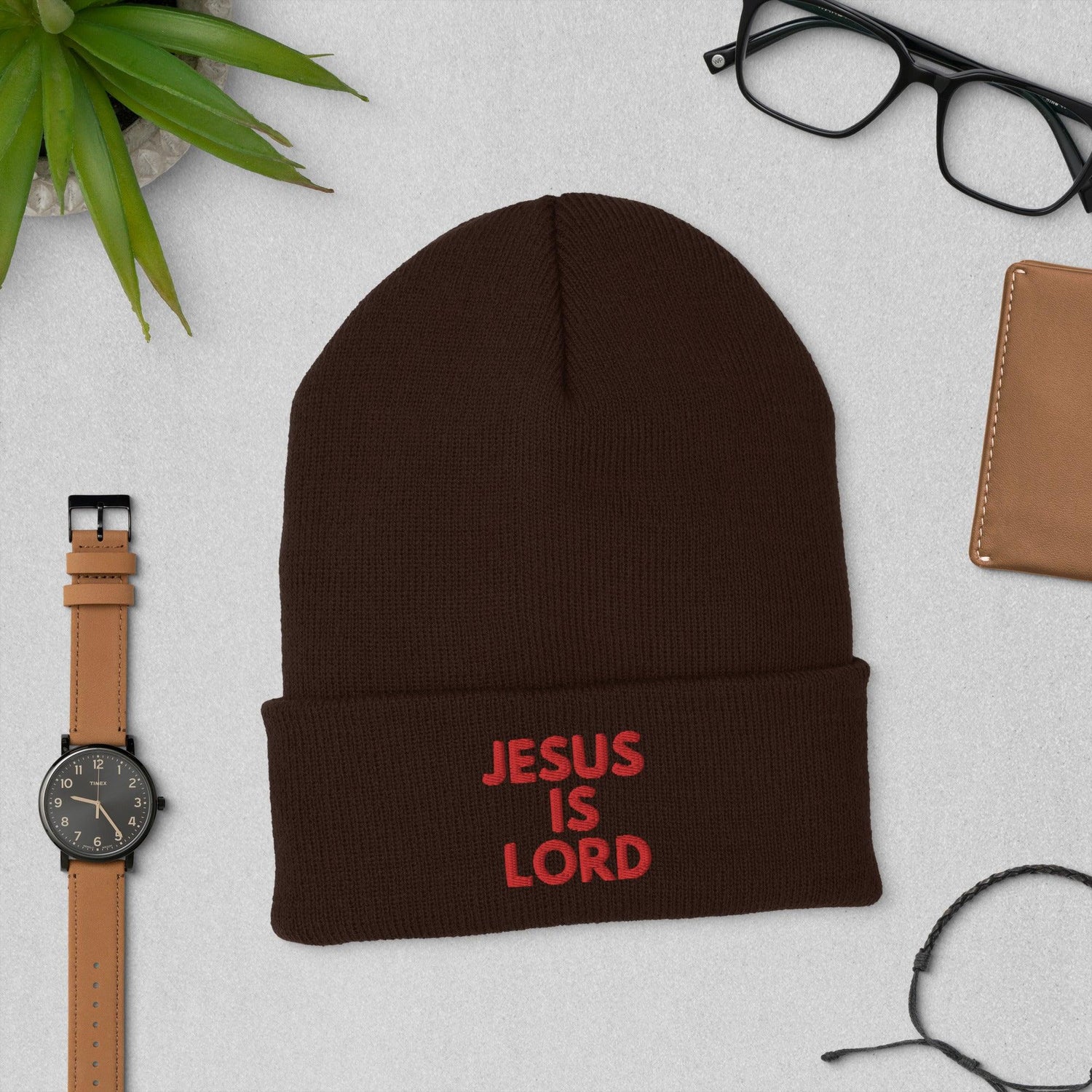 Jesus is Lord Cuffed Christian Beanies - Amela&