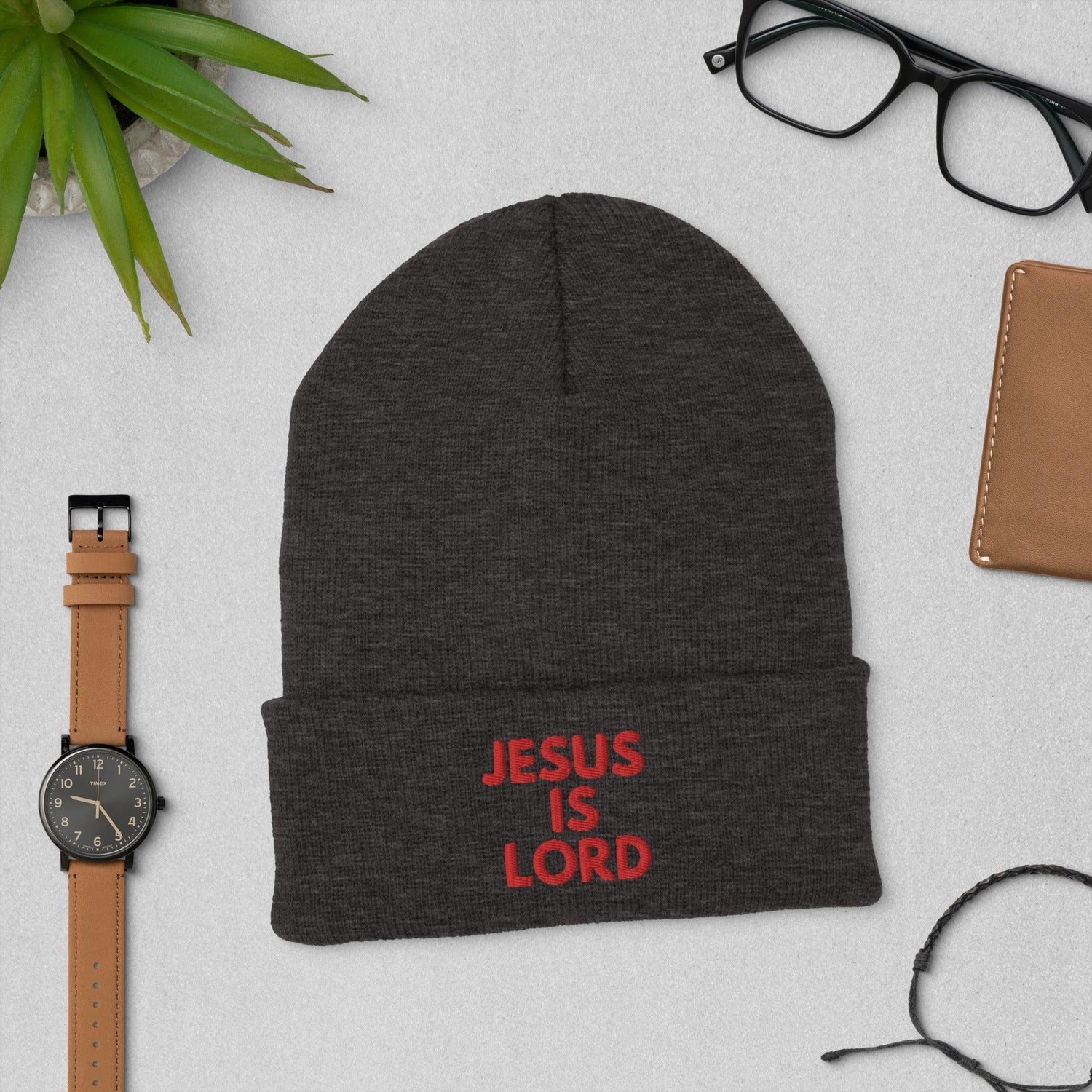 Jesus is Lord Cuffed Christian Beanies - Amela&