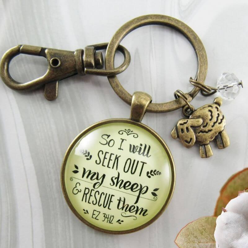 I will Seek Out My Sheep Keychain - Amela&